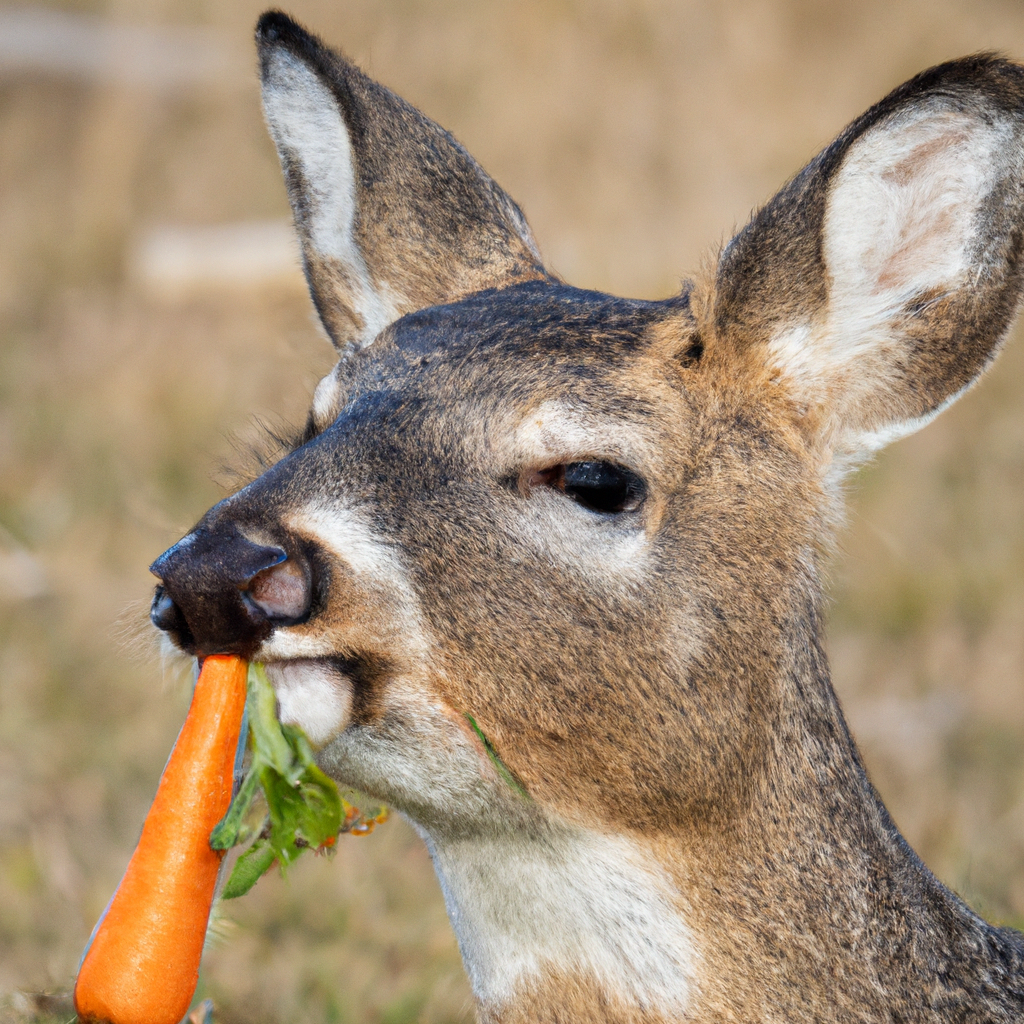 whitetail deer eating a carrot